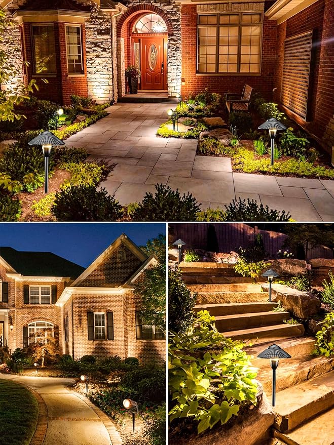 ZUCKEO LED Landscape Lighting Low Voltage Pathway Lights 12V 24V Landscape Light Kit, Outdoor Aluminum Landscape Spotlights Path Lights Waterproof for Garden Yard House Decoration(12Pack)