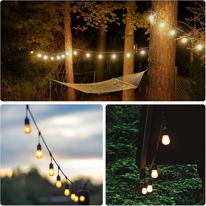 SUNTHIN 105FT Outdoor String Light with 34 1W LED Shatterproof Filament Bulb for Patio Lights, Backyard, Porch, Party Lights