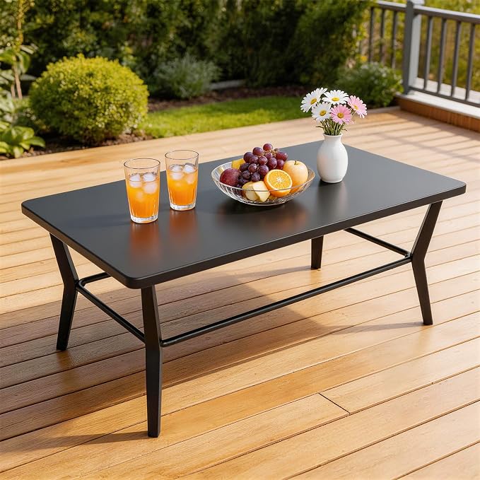 Kurapika Aluminum Patio Furniture Set 5-Seat Modern Metal Outdoor Conversation Sets w/5.1 Inch Cushion Patio Sectional Sofa with Rectangular Coffee Table, Grey