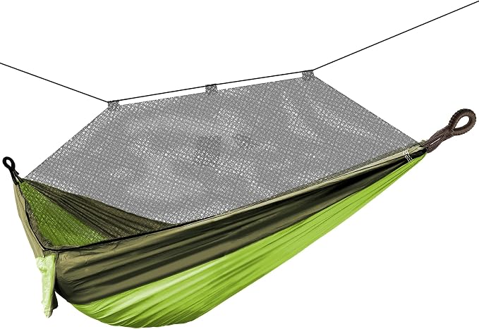 Bliss Hammocks BH-406XLS-N-FG Hammock in a Bag w/ Mosquito Net & Adjustable Tree Straps, 54-in. Wide, Weather & UV Resistant, 350 Lb. Capacity (Forest Green)