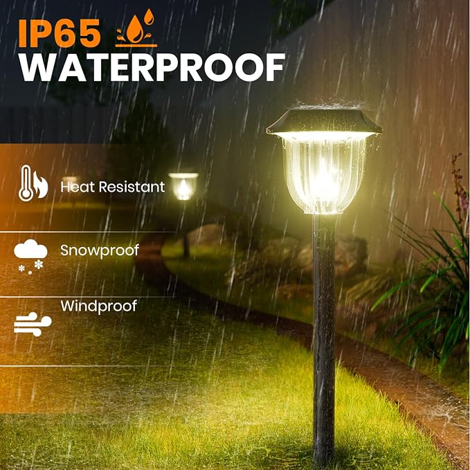 AOSEA Bright 12 Pack Solar Lights Outdoor IP65 Waterproof,LED Solar Lights for Outside,Landscape Lighting,Garden Decorative for Yard,Patio,Landscape,Pathway,Sidewalk,Driveway,Lawn (Warm)