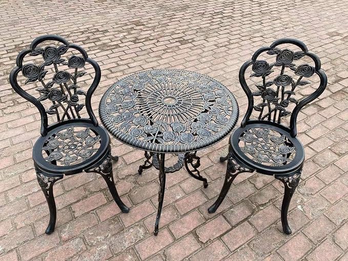 C/G 3 Piece Bistro Set, Outdoor Patio Table, Anti-Rust Cast Aluminum for Front Porch & Yard (Antique Copper)