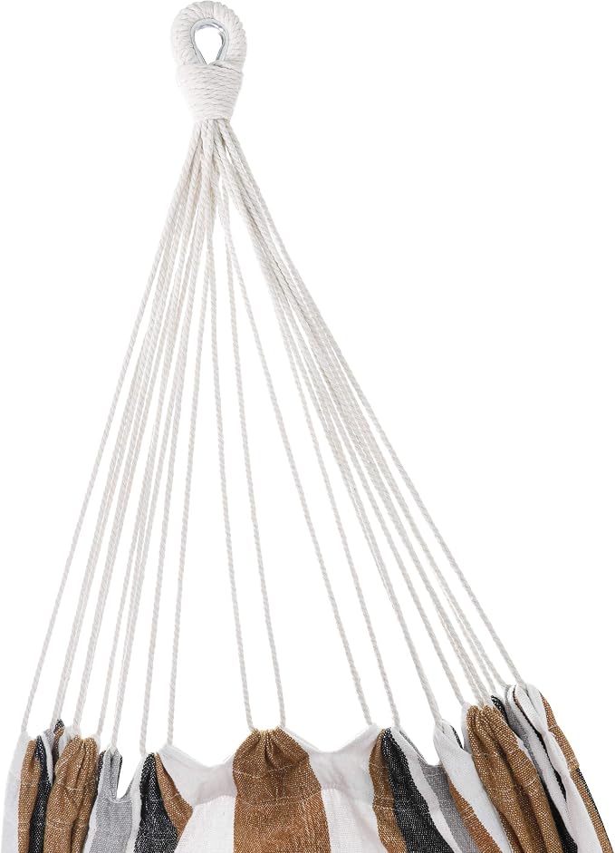 Portable 2-Person Hammock with Heavy Duty Steel Stand, Carrying Case and 6 Optional Hook Positions, Double Hammock for Indoor Outdoor Patio Bedroom (Desert Stripes)