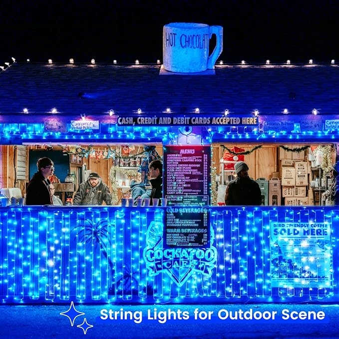 2 Pack 200 LED Battery Operated String Lights, Twinkle Fairy Lights Blue | 66FT 8 Modes Battery Lights Indoor Outdoor with Timer, Waterproof Christmas Lights for Bedroom Party Porch Tree Holiday Decor