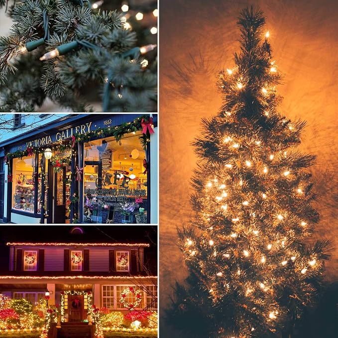 Brightown 2 Pack Each 50 Count 10 FT Clear Christmas Mini Lights Green Wire | Incandescent Bulb Mini String Lights for Indoor Holiday Xmas Tree Garland Birthday Wedding Party Festival Decoration