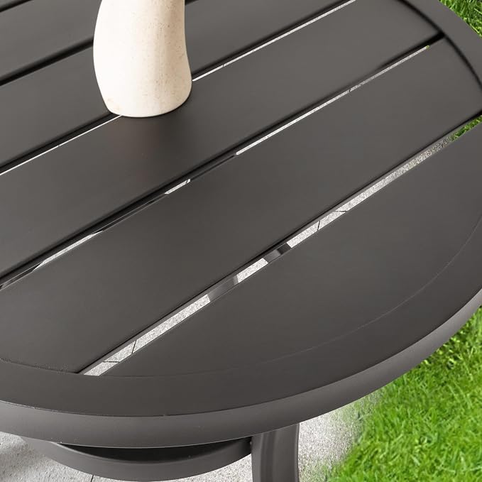 NUU GARDEN 20 Inch Outdoor Metal Side Table, Weather Resistant Patio End Table, Bistro Side Table for Pool Deck Balcony Porch Garden Yard, Black