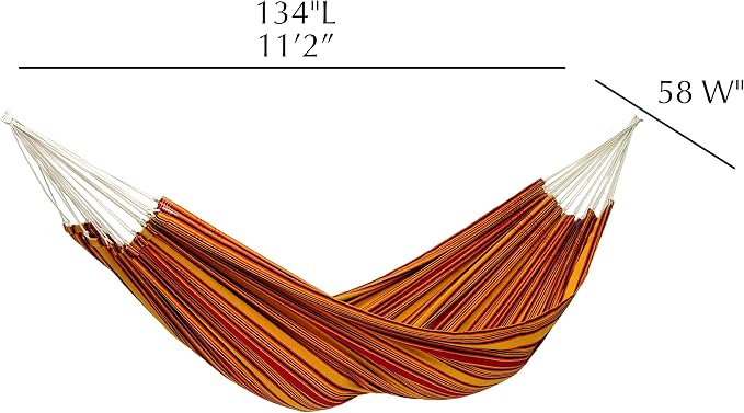 BYER OF MAINE Barbados Hammock, Authentic Brazilian, Sunset, Recycled Cotton/Polyester Blend, 134" L x 58" W, Holds up to 330lbs