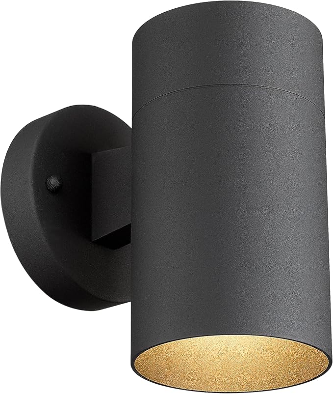 Ken & Ricky Modern Outdoor Wall Sconce Lights,Cylinder,Black ,1 Pack | No Glare Aluminum Exterior Lighting Fixtures,Downward Outside Wall Light,E26,For House Front Porch Garage Patio Entryway