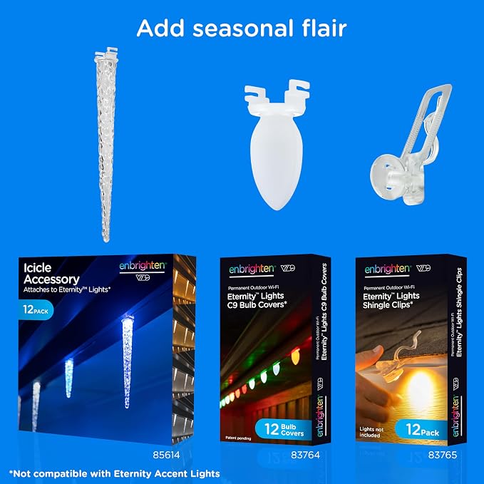 Enbrighten Eternity Permanent Outdoor Lights, 100ft, 72 Lights, Smart | Black Cord, RGBWIC LEDs, Weatherproof, Cuttable, Link to 200ft, Christmas, App Control, Works with Alexa & Google Home