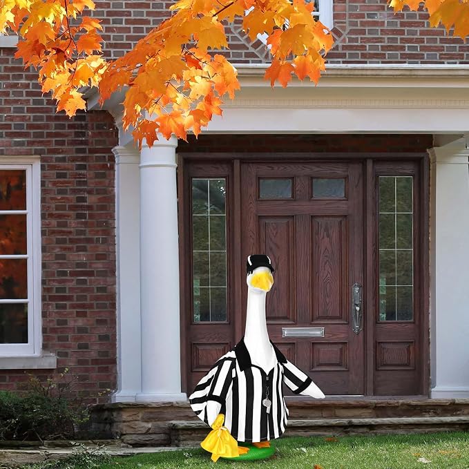 JcHrmers Referee Goose Outfit Referee Shirt Hat Whistle Penalty Flag 23 inch Cement Goose Clothes for Sports Seasons Outdoor Garden Yard Patio Lawn Decoration