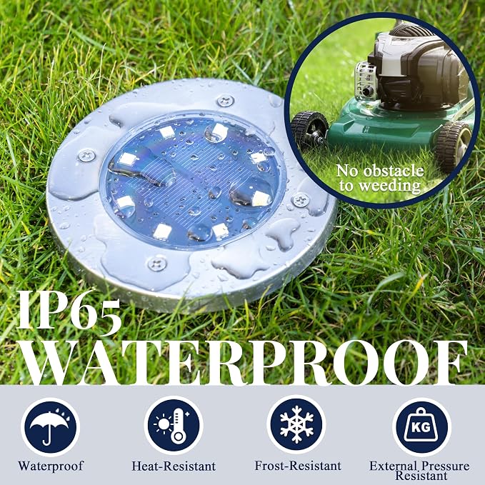 SOLPEX Solar Ground Lights Outdoor, Garden Lights 16 Pack Warm White | IP65 Waterproof Stainless Steel Landscape Lighting for Walkway, Driveway, Pathway, Patio, Backyard Decor