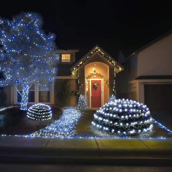BlcTec Christmas Net Lights, 200 LED 8.4ft x 5.2ft Outdoor Christmas Lights with 8 Modes, Timer, Connectable, Waterproof Design for Trees, Bushes, Shrubs Yard Outdoor Xmas Decorations, Cool White