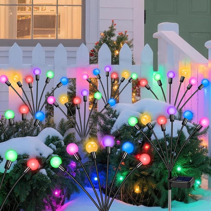 NBQQ Solar Lights Outdoor Waterproof 4 Pack of 24 LEDs Unique Gifts Women | Multicolor Swaying Solar Lights Outdoor for Yard Pathway Patio, Swaying Lawn Decor as Gardening Gifts for Women Holiday