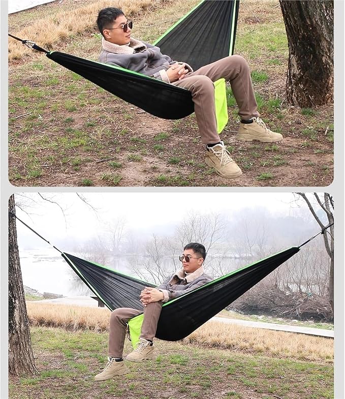 Camping Hammock, Outdoor Camping Hammock with Tree Straps Up to 660lbs(Black)