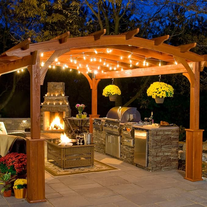 96FT(2x48FT) 3 Colors LED Outdoor String Lights with Remote, White | Plug in, Jump/Fade/Static Modes, 2700K/4000K/5000K, 30+2 S14 Bulbs, Shatterproof, Waterproof, Dimmable, for Pergola