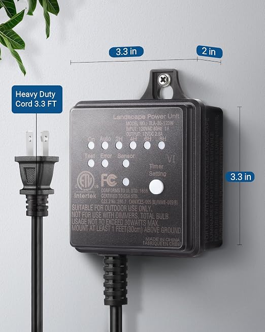 DEWENWILS 30W Low Voltage Transformer with Timer and Photocell Light Sensor | 120V AV to 12V DC, Weatherproof Landscape Lighting Transformer for Spotlights, Garden Lights, Steplight, ETL Listed