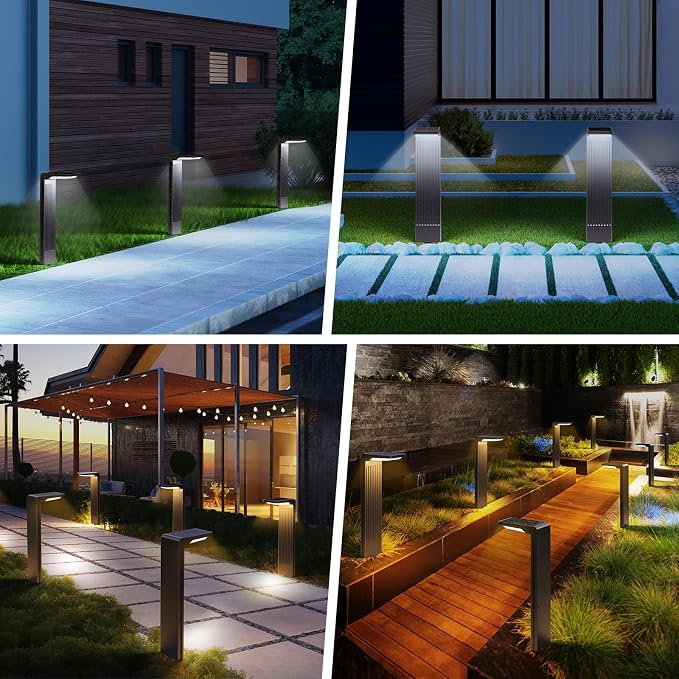 COXSENI Solar Pathway Lights Outdoor Warm/Cool White, 6Pack | 60LED, L Shape, IP65 Waterproof, Solar Powered Landscape Lights Outside for Path Driveway Lawn Patio Garden Yard