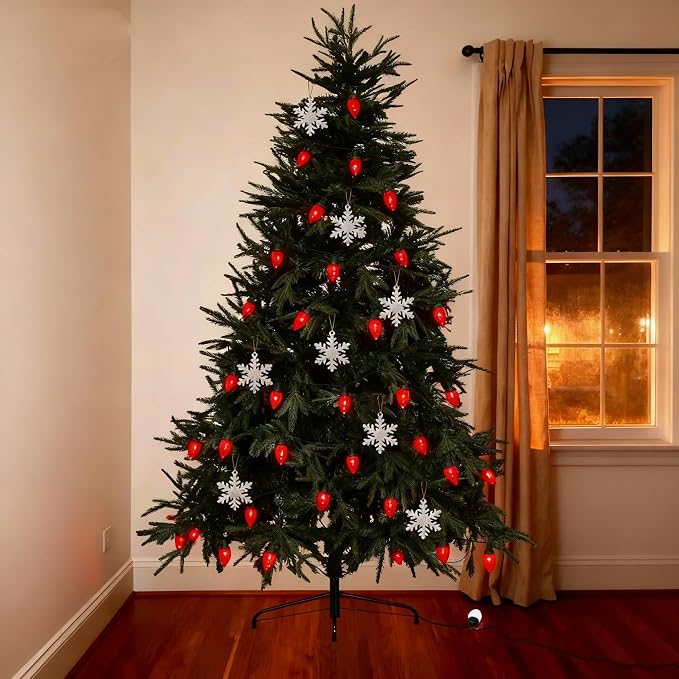 C9 LED Christmas Lights Outdoor,33 Feet 50 LED 8 Lighting Modes Waterproof Connectable Christmas String Lights for Outside Roofline Patio Home Xmas Decorations (Red)