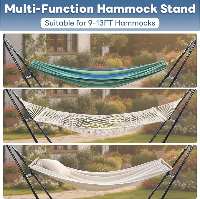 Sweetcrispy Universal Double Hammock Stand Only, Heavy Duty Hammock Stands for 2 Person, Steel Stand for Indoor and Outside Garden Backyard Patio Pool Beach