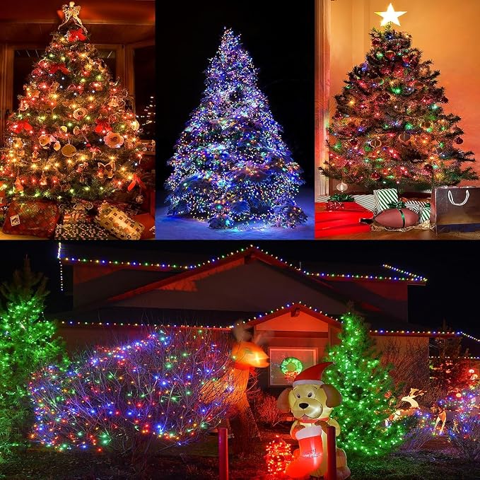 Extra Long 264Ft 800 LED Christmas Lights with Timer, Green Wire Fairy Starry String Lights Plug in, 8 Modes and Memory, forIndoor Outdoor Xmas Tree Wedding Party Decoration,Multicolor