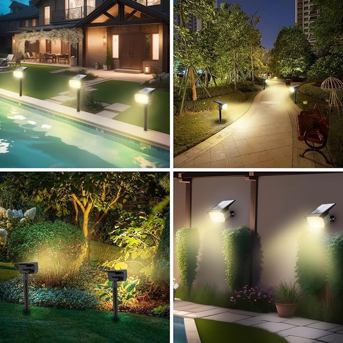 Solar Spot Lights Outdoor Waterproof, 2Pack Landscape Spotlight Warm White | 46 LEDLandscape Lights, 3 Modes Auto On/Off WENATY Solar Powered Flood Lights for Outside Pathway Yard Garden Walkway House