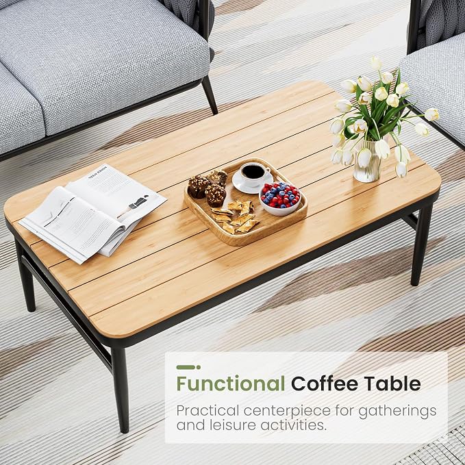 Jocoevol Patio Furniture Set, 5-Seat Outdoor Sofa Furniture Deep Seating with Coffee Table, Metal Patio Conversation Sets with Waterproof & Extra-Thick Cushions for Garden, Poolside, Backyard