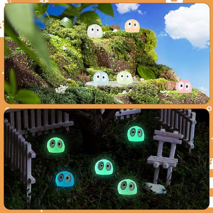 CCINEE 100pcs Luminous Ghost Tree Elves Fairy Resin Briquettes Miniature Garden Accessories Glow in The Dark for Fairy Garden Cake Decoration Easter Egg Fillers Party Supplies (Multicolor)