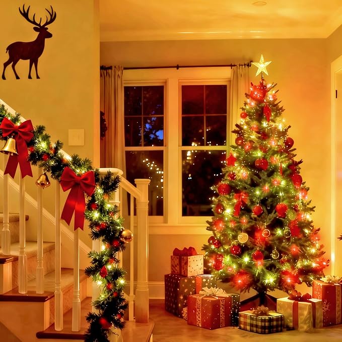 88FT 240LED Extra-Long Connectable String Lights Indoor Outdoor Clear Wire, Red&Green Christmas String Lights, Plug in Twinkle Fairy Light with Timer for Wedding Patio Tree Yard Christmas Decorations
