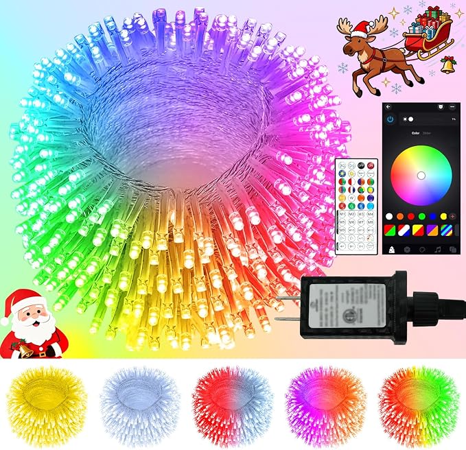 2025 New 88FT 240LED Smart Color Changing Christmas String Lights Outdoor App Control RGB LED String Lights with Remote & Timer, Waterproof Twinkle Christmas Tree Lights Indoor for Holiday Xmas Decor
