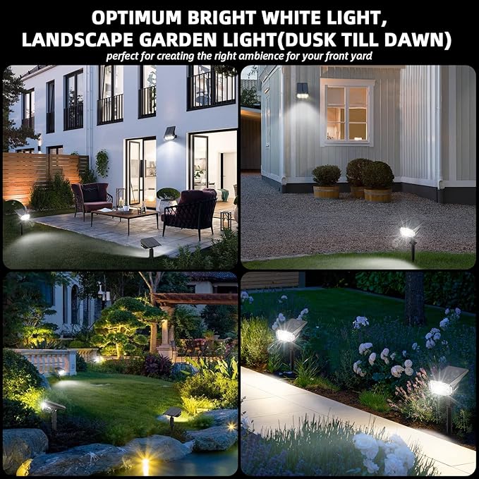 LEREKAM Solar Spot Lights,IP65 Waterproof 40 LED's Landscape Spotlights,3 Modes Outdoor Garden Lights, 360 Adjustable Lighting Angle, Solar Powered Wall Lights for Yard Porch 10 Pack