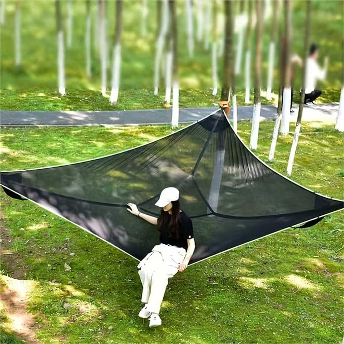 13Ft Extra Large Triangle Hammock, Camping Hammock with 3 Tie Down Straps and Storage Bag, 3 Point Hammocks Portable Max 600 Lbs for 2-3 Adult Kid