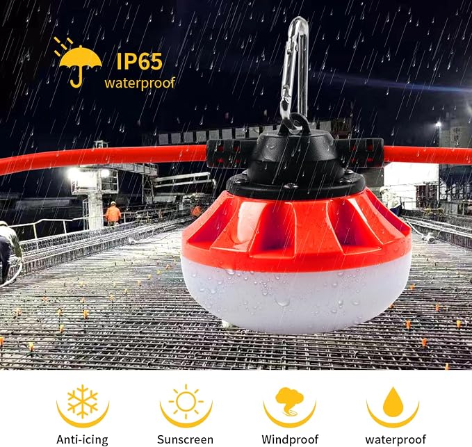 LED Construction Light, Christmas String Lights,200FT,2Prong | 20000LM Industrial LED Work Lights, Super Bright Temporary Lighting for Job , Work,Outdoor, Indoor