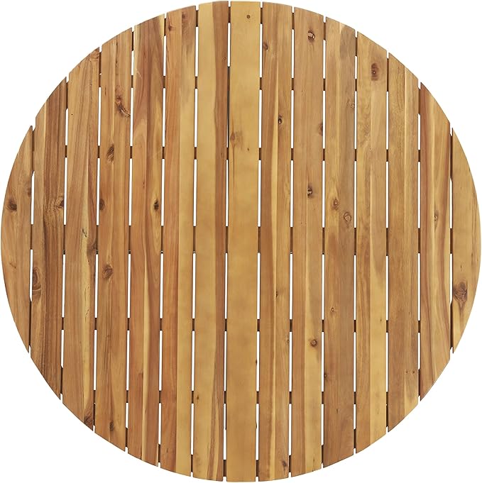 Soto Outdoor Circular Dining Table - Acacia Wood - Teak/Black