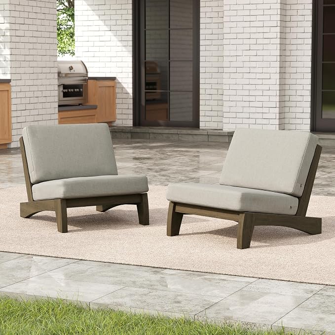 Pia Ricoo 4 Piece Patio Furniture Sets, Outdoor Furniture with 2 Chairs & Coffee Table, Patio Conversation Set for Backyard, Deck, Lawn, Light Camel