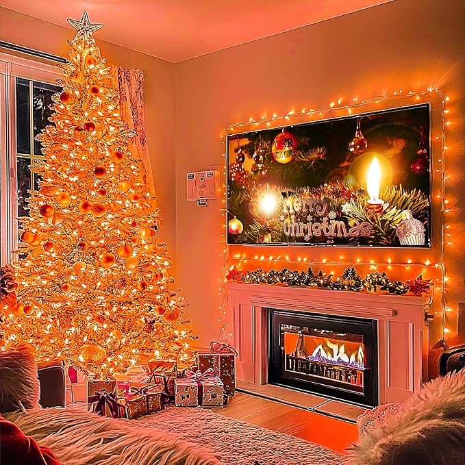 JMEXSUSS 163FT 8 Modes 500 LED Orange Halloween Lights Outdoor with Remote | Orange Halloween Light Indoor Clear Wire, Outdoor Waterproof Fall Lights Plug in for Thanksgiving Room Porch Christmas