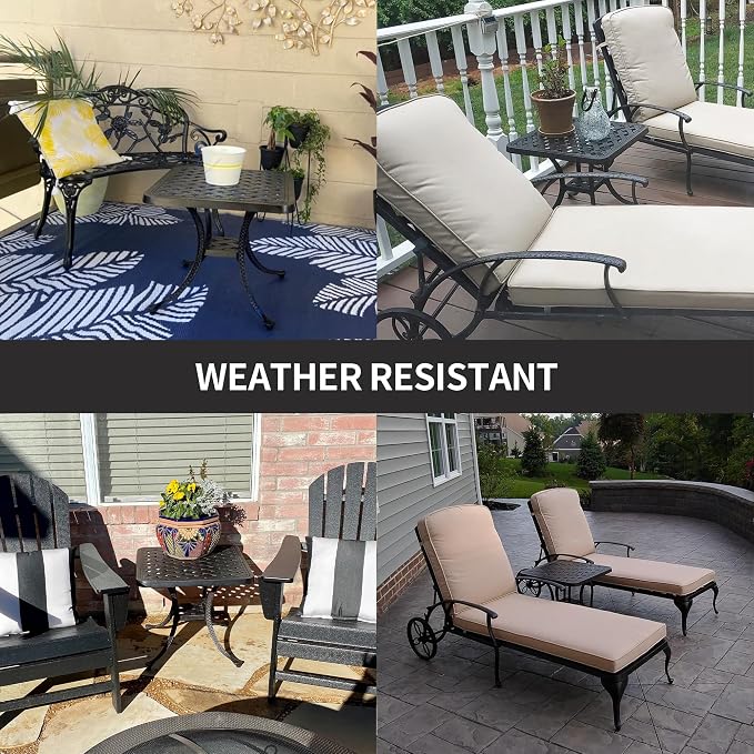 HOMEFUN Outdoor Side Tables for Patio - Cast Aluminum End Tables for Outside Rustproof and Waterproof for Garden, Porch, Balcony(Antique Bronze)