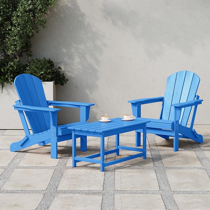 Costaelm Adirondack Conversation Table, HDPE Outdoor Drink Weather Resistant, Outdoor Patio Porch Accent Balcony Table for Pool, Seaside, Backyard, Pacific Blue
