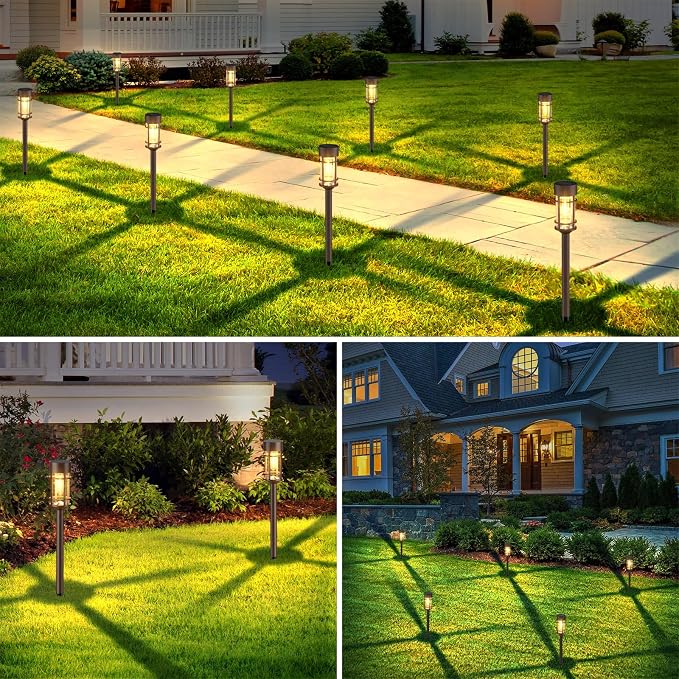 Mancra 8 Pack Solar Outdoor Lights, Bright Up to 12 Hrs Solar Lights for Outside, Waterproof Solar Garden Lights for Patio, Yard and Landscape, Brown