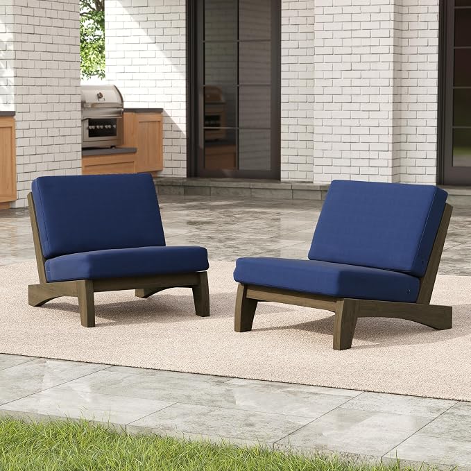 Pia Ricoo 4 Piece Patio Furniture Sets, Outdoor Loveseat Sofa Set with 2 Chairs & Coffee Table, Patio Conversation Set for Backyard, Deck, Lawn, Navy