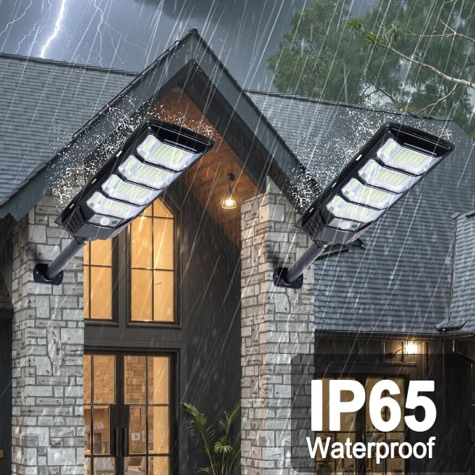 FOWSEEK Solar Lights Outdoor Waterproof, 2 Pack Solar Street Lights 12000 Lumen with Motion Sensor, Flood Security Light with Remote Control Dusk to Dawn Commercial Lighting for Yard Path 192LED