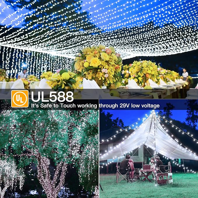 Ollny 262FT 800LED White Christmas Lights Outdoor Indoor Plug in | 8 Modes Fairy Light with Remote Waterproof Timers Dimmable LED String Lights for Bedroom Classroom Christmas Tree Decoration