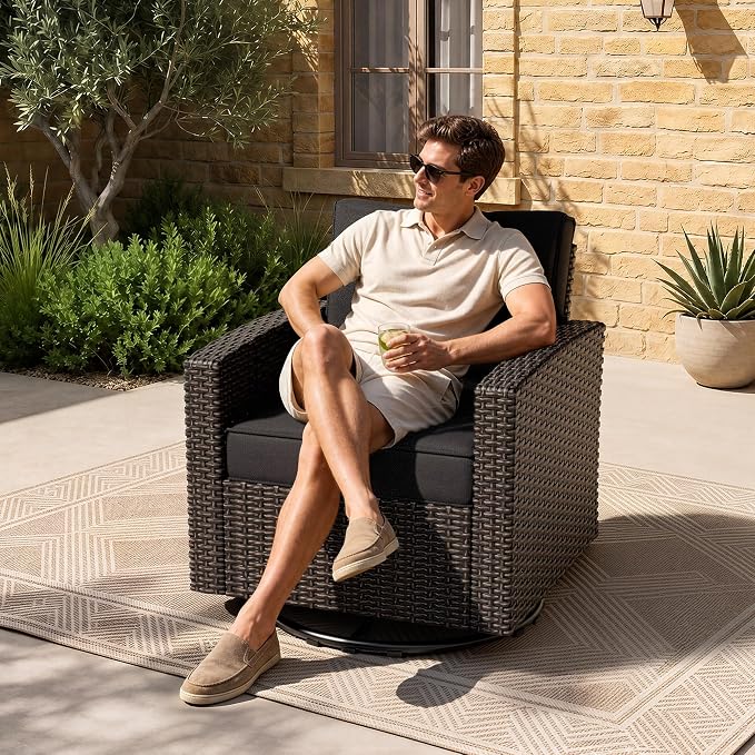 Patio Furniture Set - All-Weather - 1 Piece Wicker Outdoor Patio Conversation Set, Modular Rattan Sectional Sofa for Backyard, Garden, Patio, Poolside