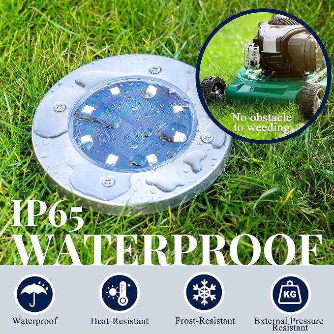 SOLPEX Solar Ground Lights Outdoor, Garden Lights 16 Pack Cool White | IP65 Waterproof Stainless Steel Landscape Lighting for Walkway, Driveway, Pathway, Patio, Backyard Decor