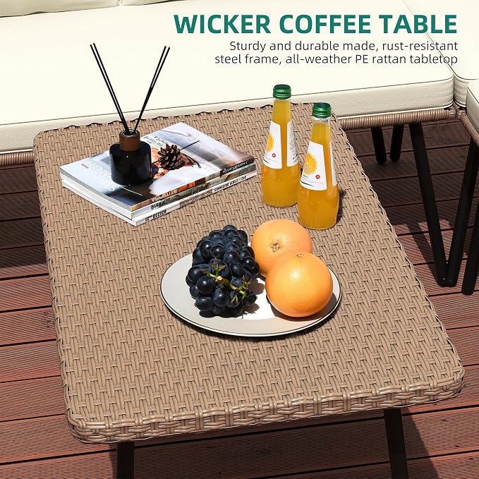 YITAHOME 4-Piece Wicker Patio Furniture Set, All Weather PE Rattan Conversation Set Sectional Sofa with Soft Cushions & Side Table, Porch Furniture for Deck, Balcony, Backyard - Gray