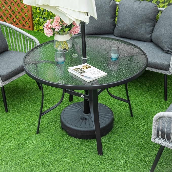 48" Round Glass Table Top with 2 Inch Umbrella Hole, 3/16" Thick Flat Polished Edge Tempered Finished for Patio, and Outdoor Tables, Only Glass (48 inch)