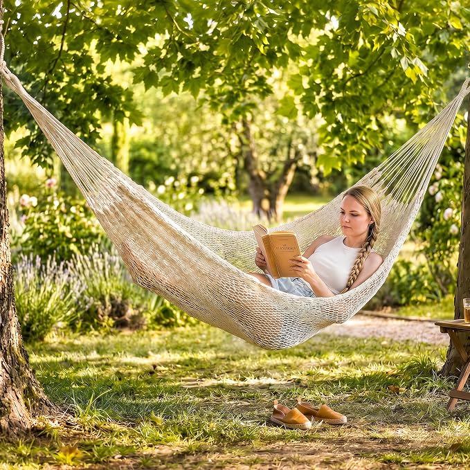 SUNCREAT Hammocks Hammock Without Stand, Tree Hammock for Outside, Beige