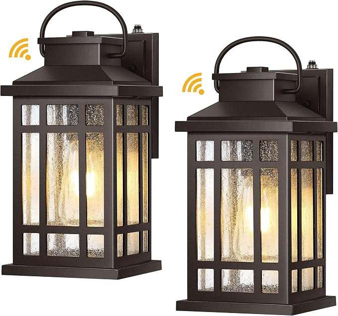 Exterior Lighting Fixtures, Oil Rubbed Bronze Dusk to Dawn Outdoor Light, 100% Aluminum Outdoor Porch Lights Wall Mount, Waterproof Exterior Wall Sconce for Patio, 2-pack Outside Garage Lantern