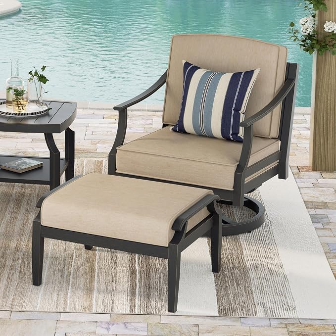 PEAK HOME FURNISHINGS Tamarin Outdoor Swivel Club Lounge Chair in Bronze Aluminum