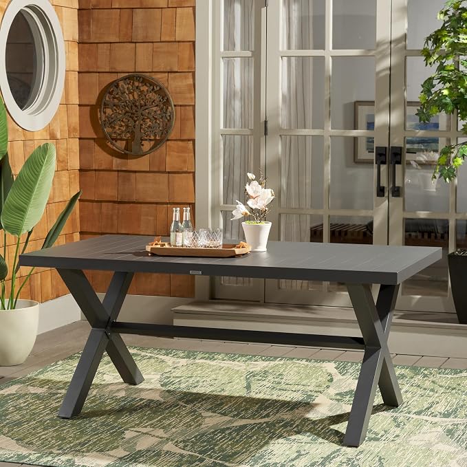 SAFAVIEH Outdoor Collection Core Grey Aluminum Bistro Table