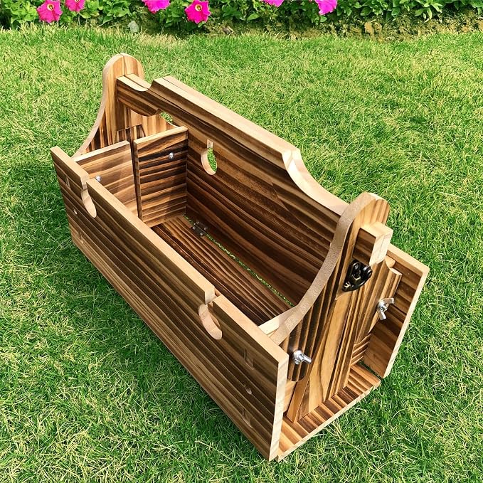 Portable Wooden Picnic Table with Storage Basket - Folding 2-in-1 Outdoor Table and Wine Glass Holder, Ideal for Champagne, Snacks and Beach or Park Dining
